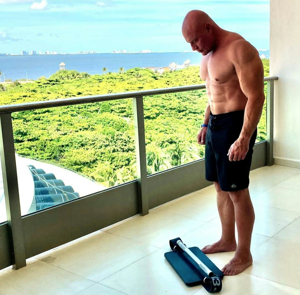 Dr. John Jaquish using X3 to workout on vacation