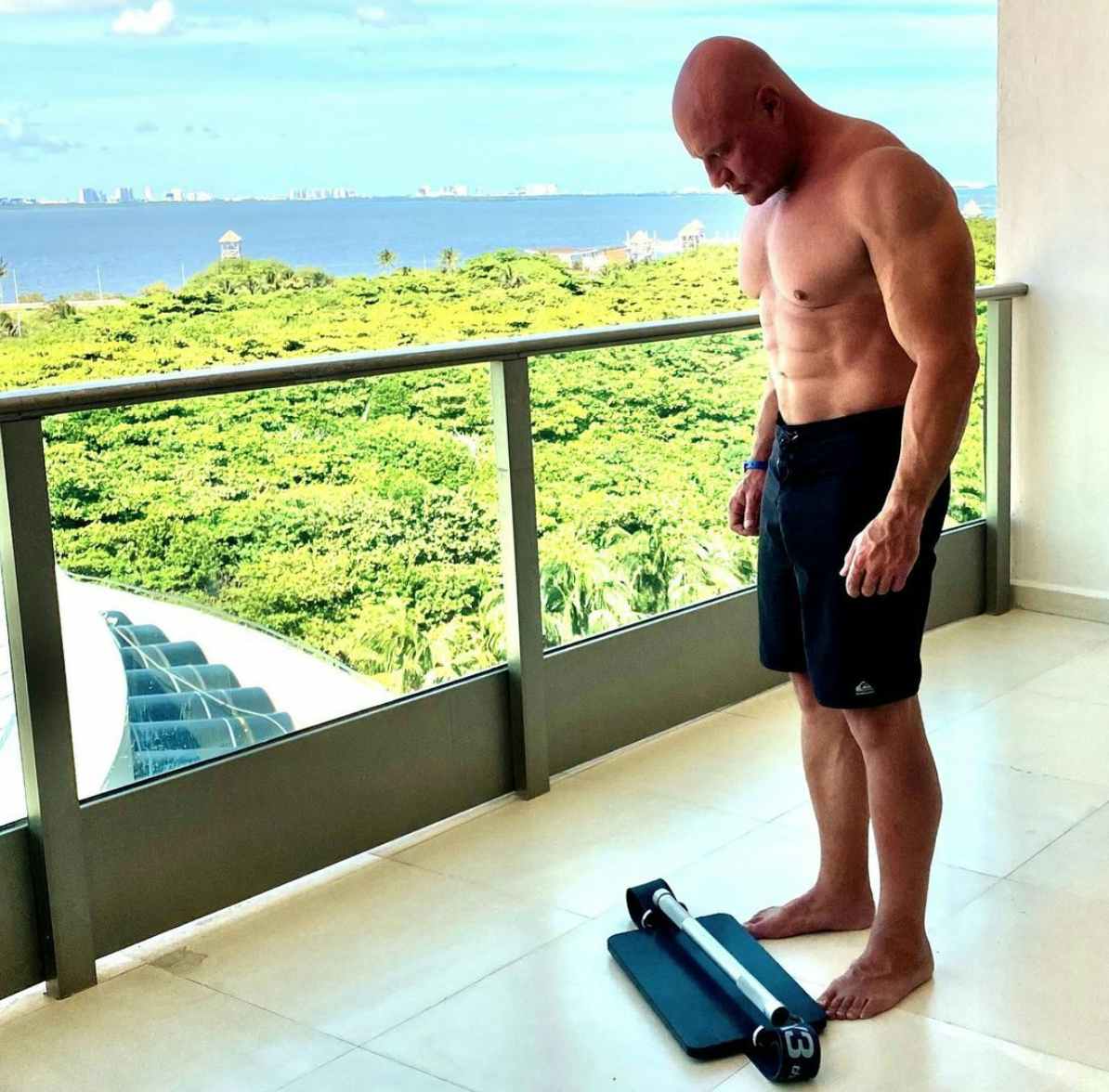 Dr. John Jaquish using X3 to workout on vacation
