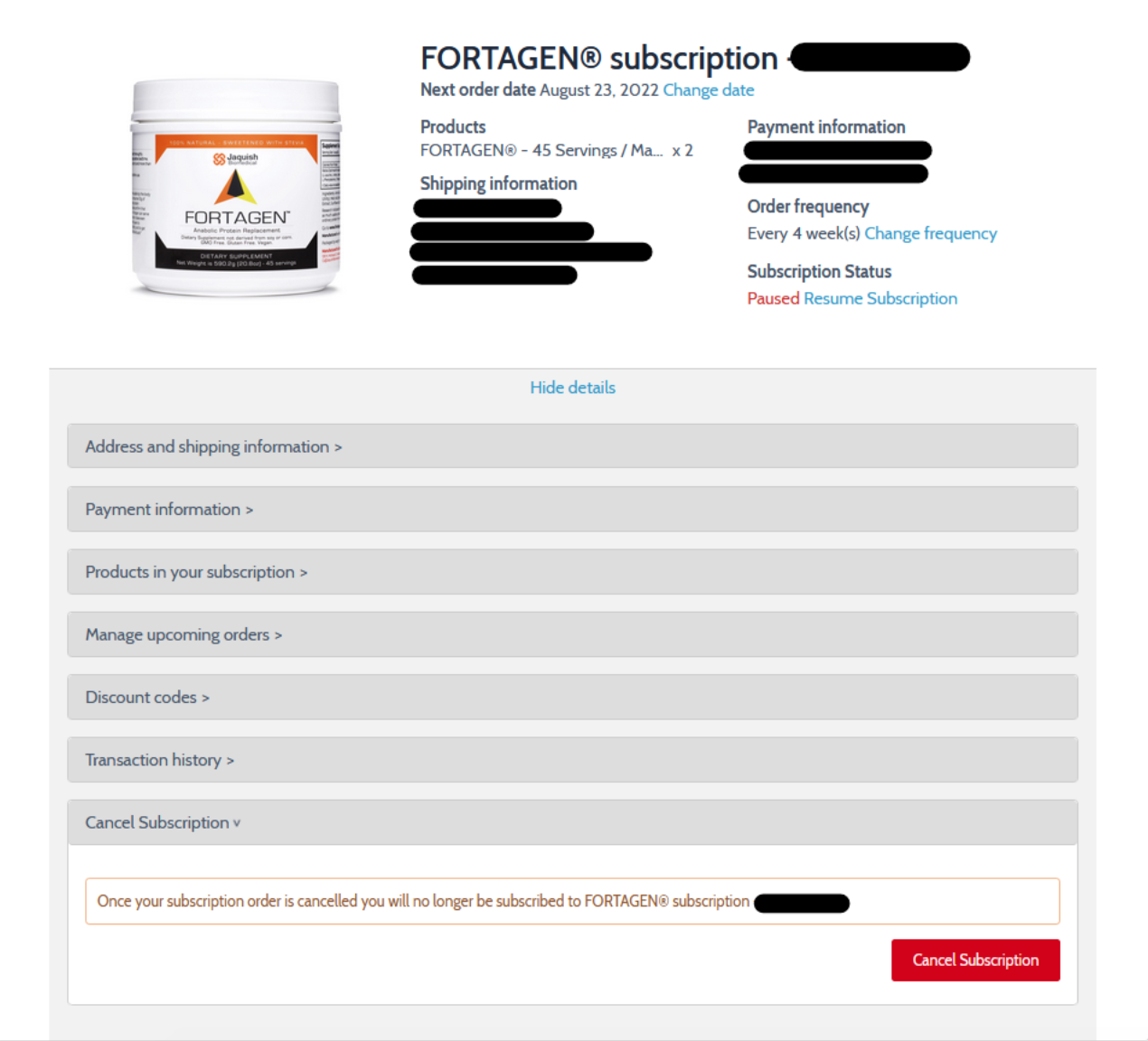 cancel subscription order