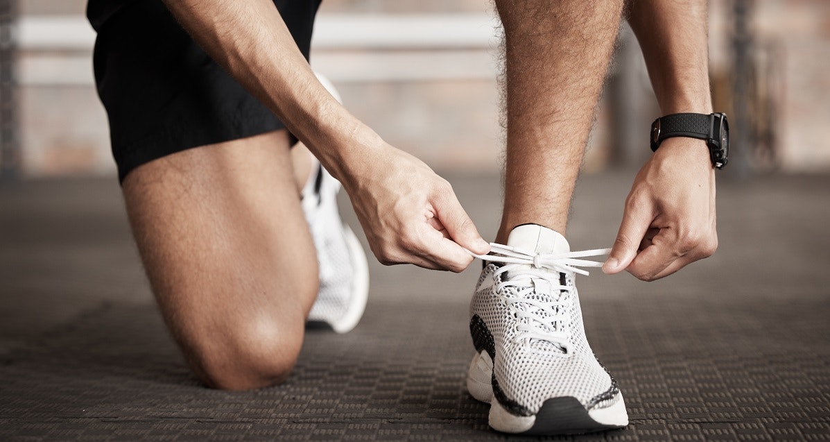 Man getting ready to exercise