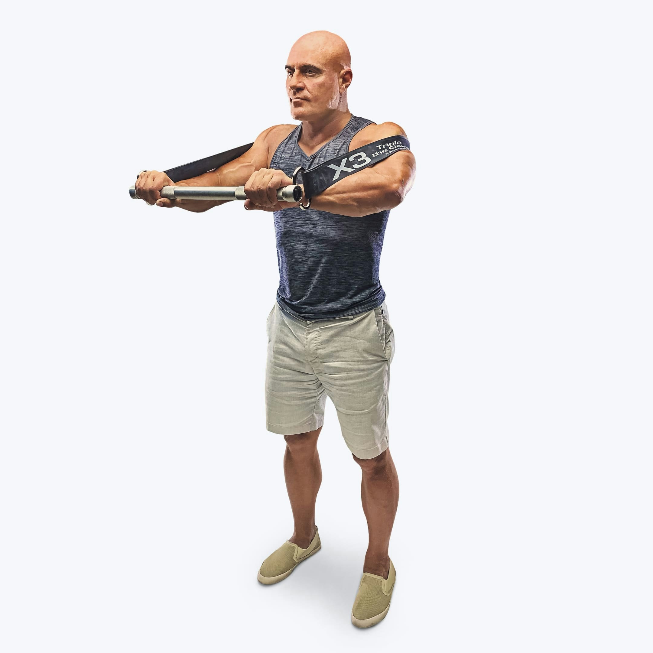 Chest Press Using X3 bar resistance band workout system