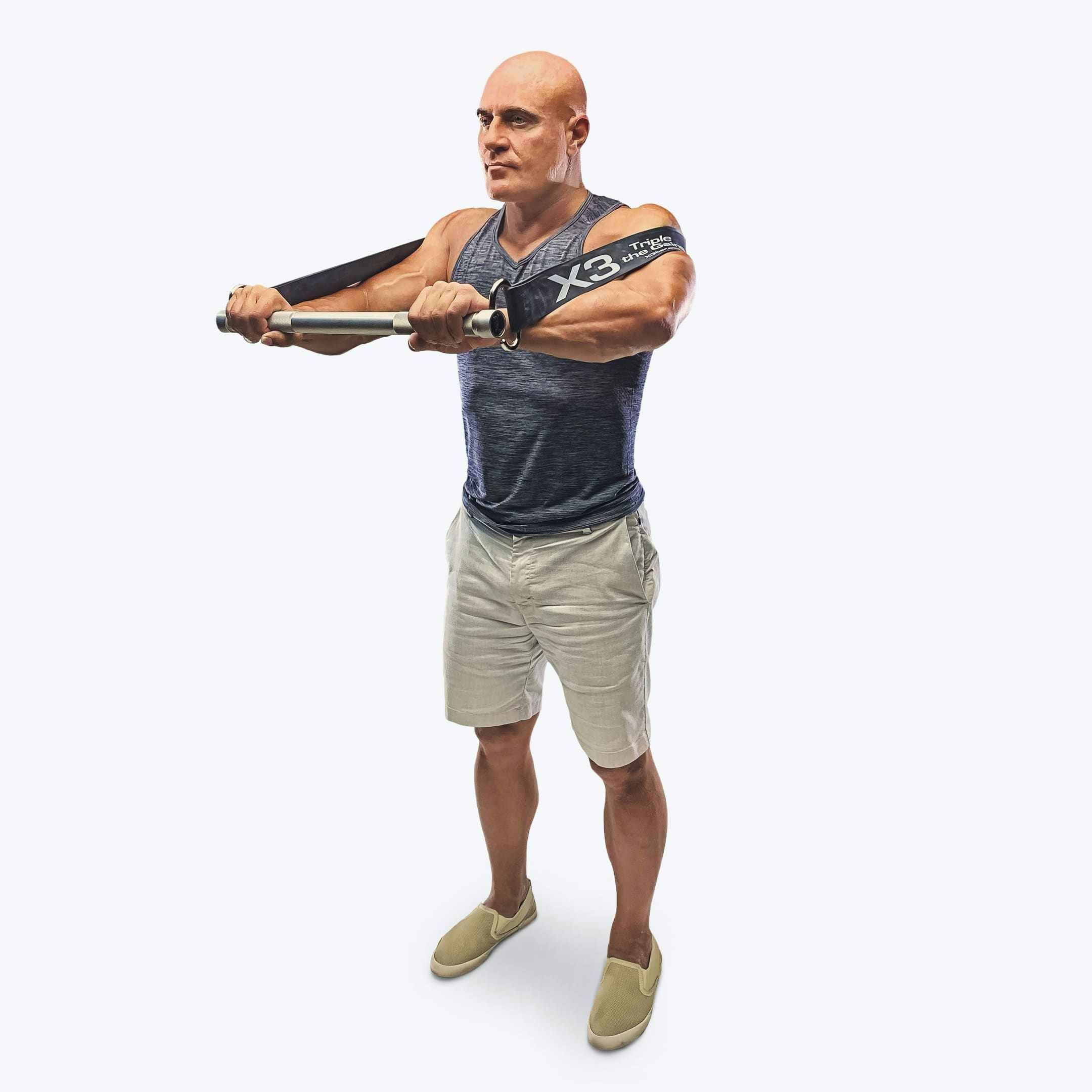 Chest Press Using X3 bar resistance band workout system