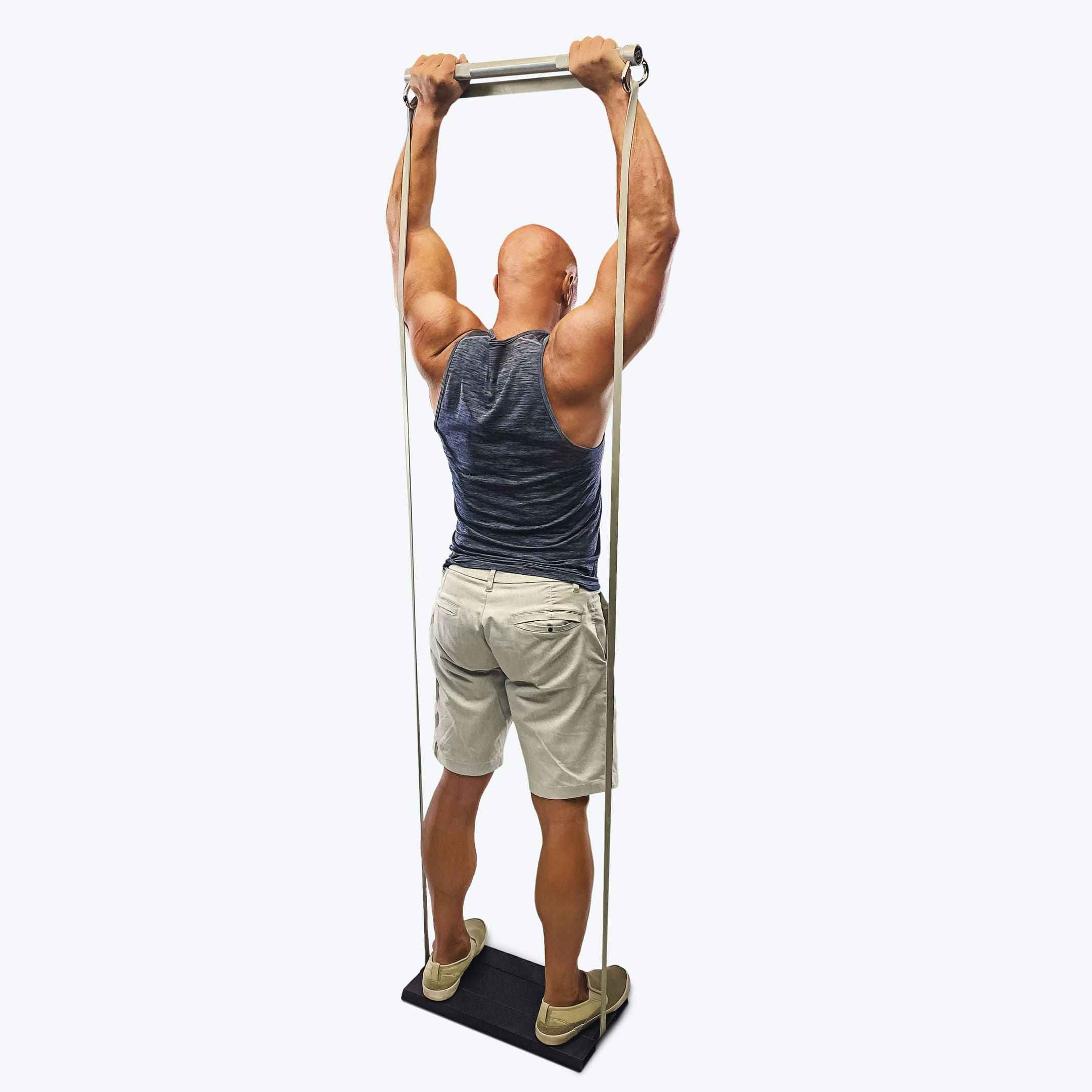 Overhead Press Using X3 bar resistance band workout system