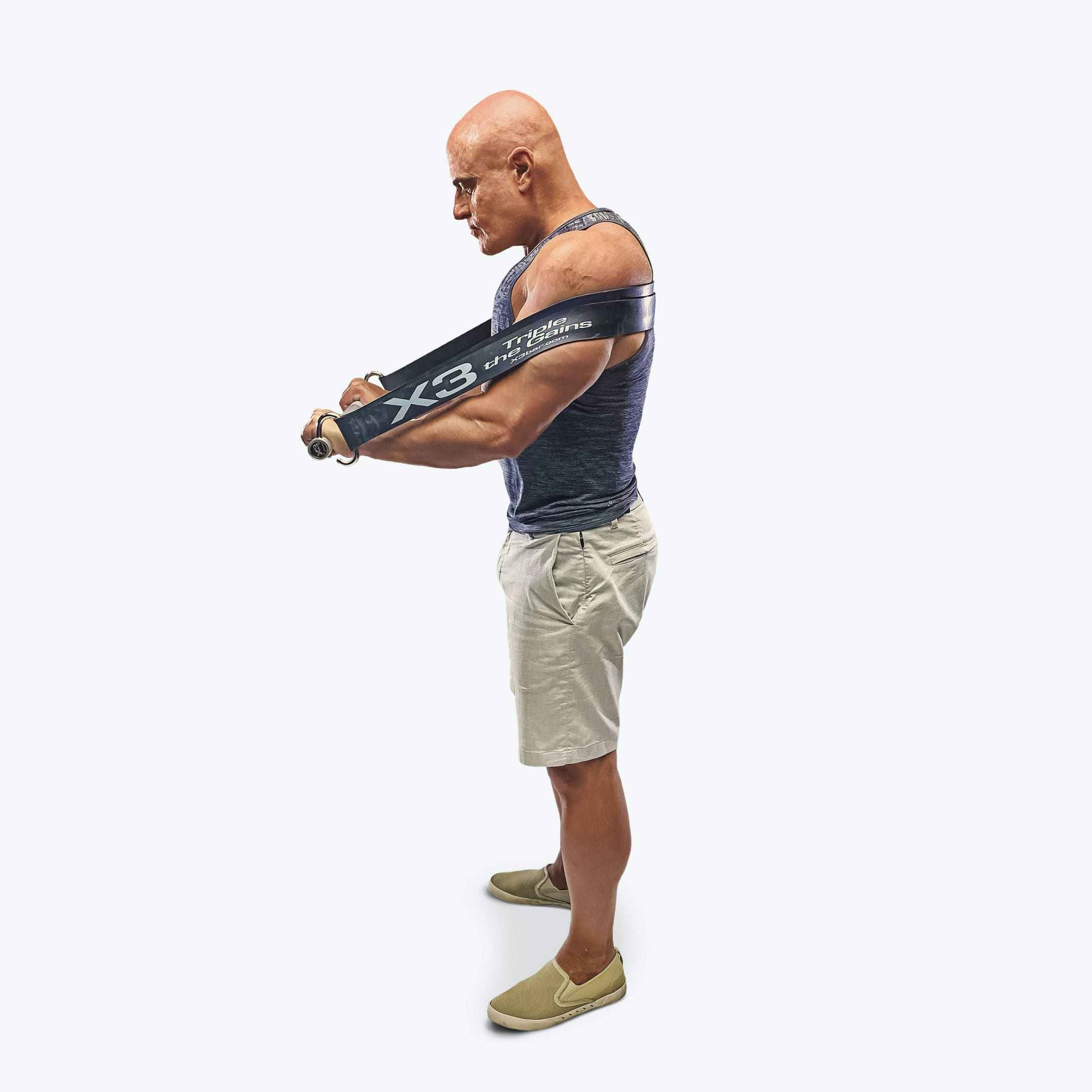 Tricep Press Using X3 bar resistance band workout system