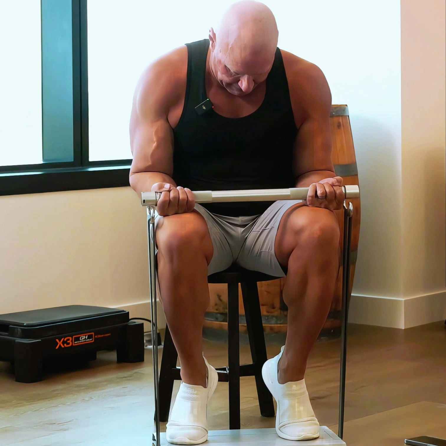 Seated Calf Raise Using X3 bar resistance band workout system