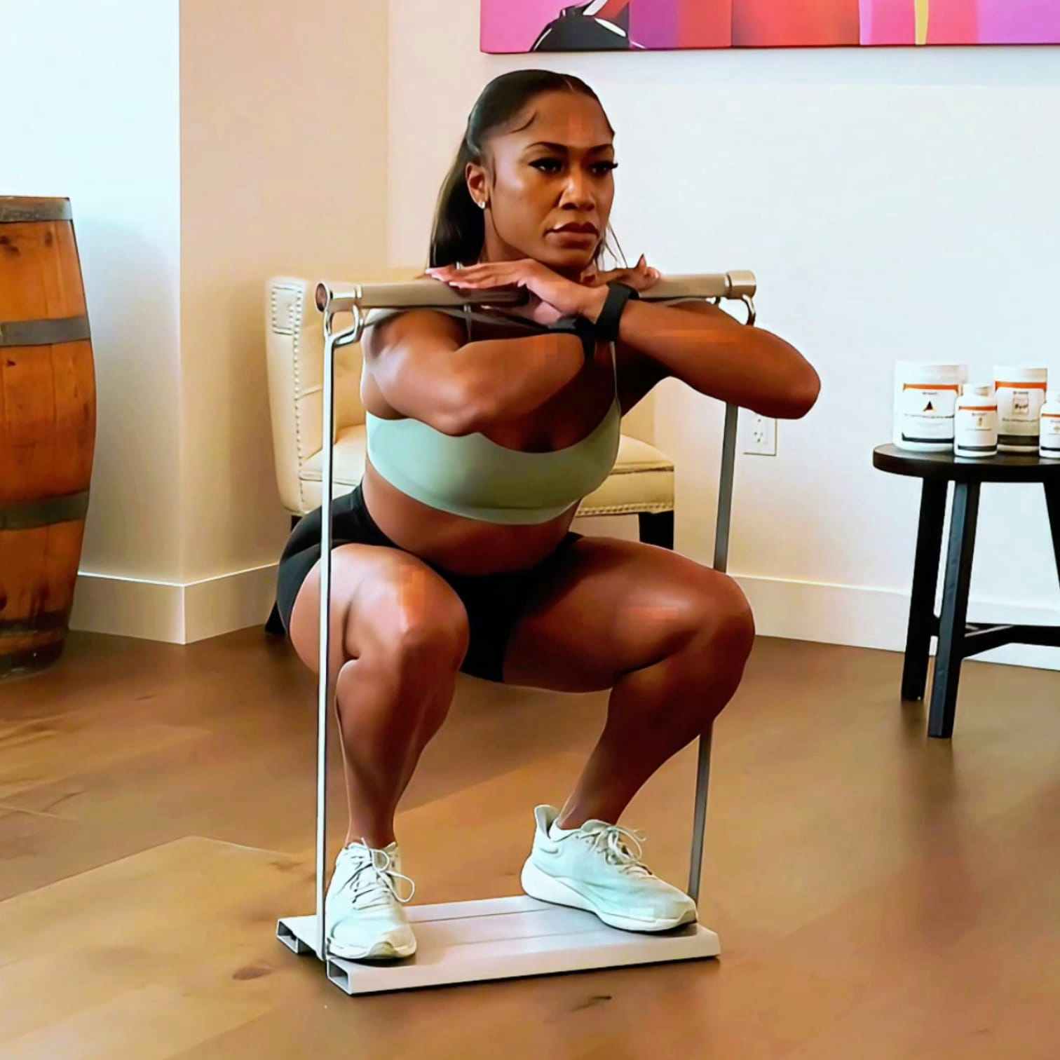 Shallow Squat Using X3 bar resistance band workout system