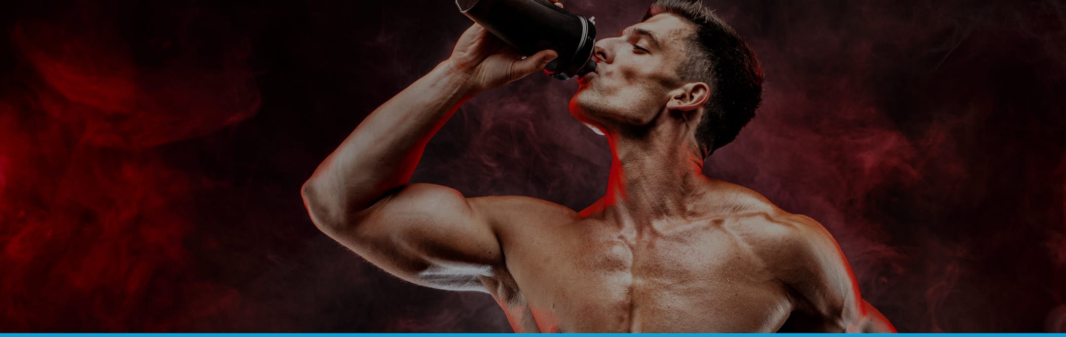 A man is drinking low sodium protein powder.