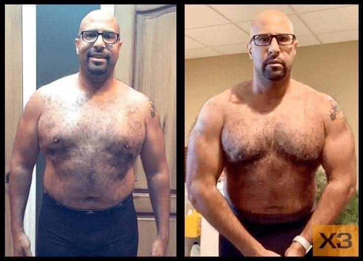 Dan Rodriguez before and after using the X3 bar workout system