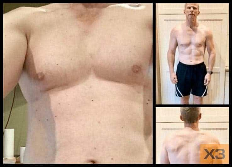 David Fish before and after using the X3 bar workout system