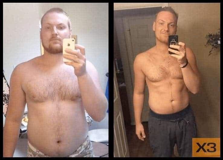 Greg Williams before and after using the X3 bar workout system