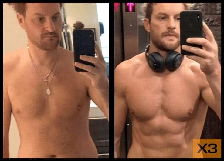 Matt Schweitzer before and after using the X3 bar workout system