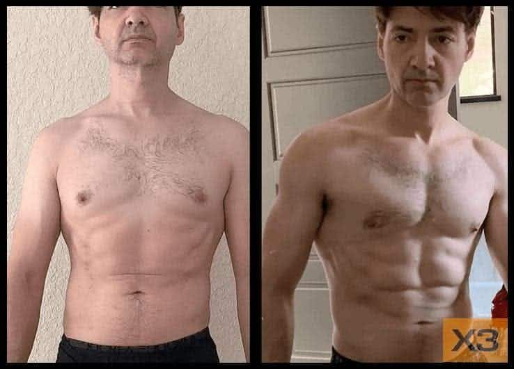 Maykell Lorenzo before and after using the X3 bar workout system