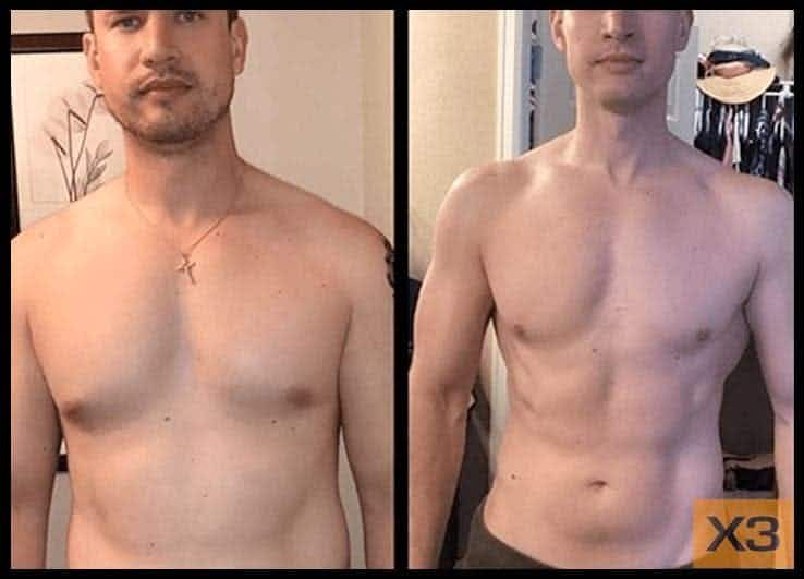 Patrick Tims before and after using the X3 bar workout system