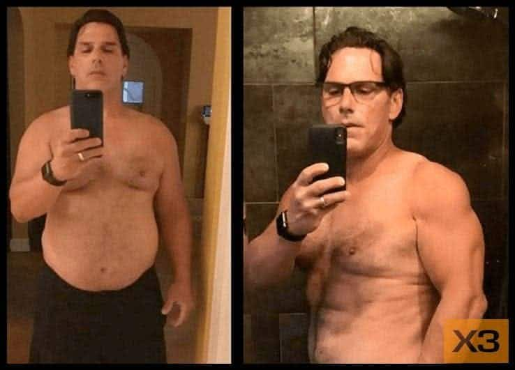 Scott Blasz before and after using the X3 bar workout system