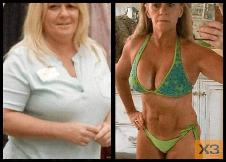 Sherry Waldman before and after using the X3 bar workout system