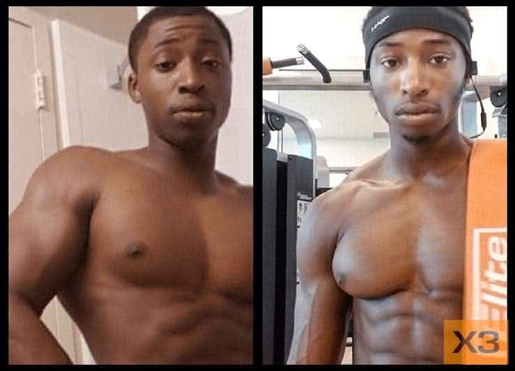 Terrell Rainey before and after using the X3 bar workout system