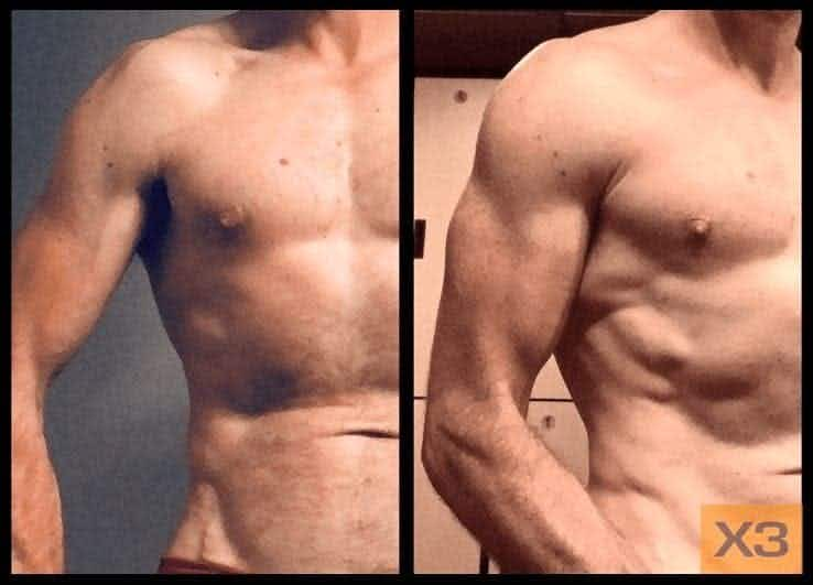 Tim Bertrand before and after using the X3 bar workout system