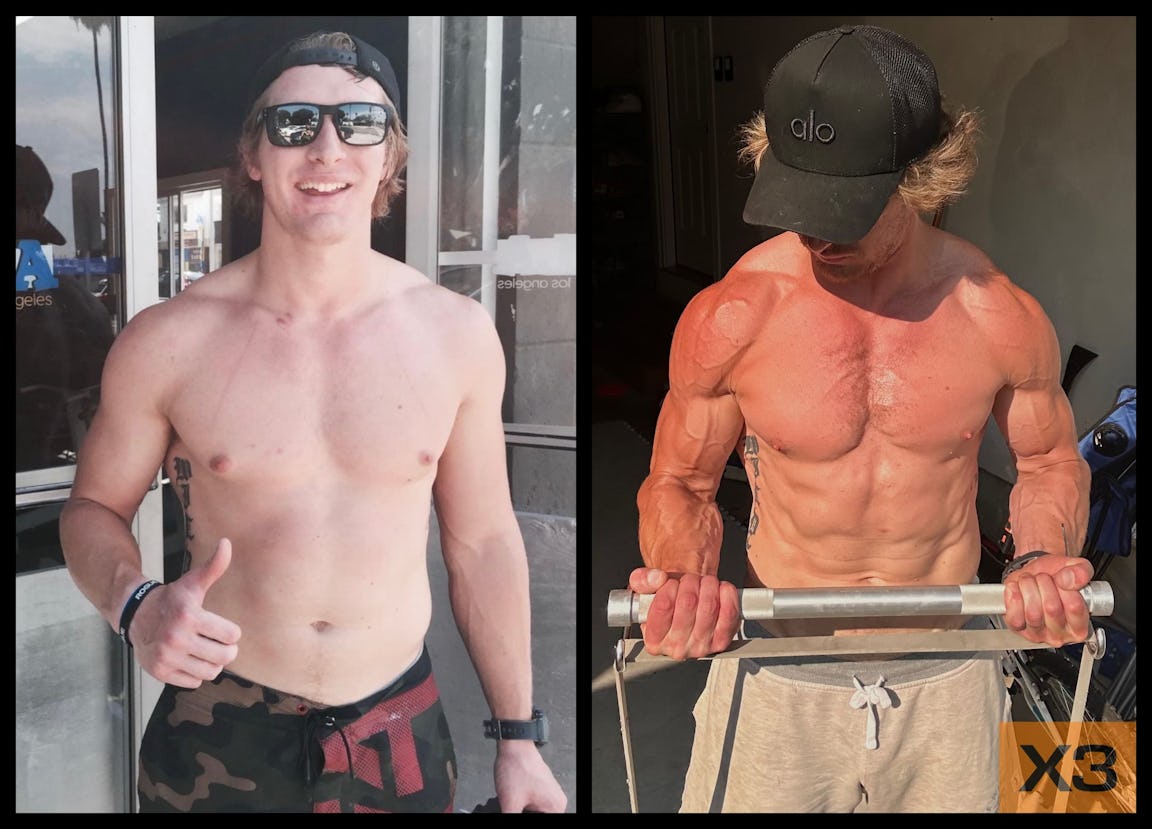 Dan Wilde before and after using the X3 bar workout system