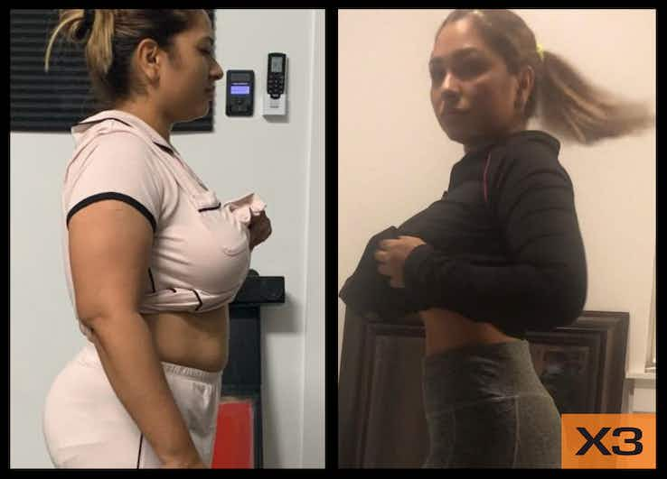 Mabel Fornos before and after using the X3 bar workout system