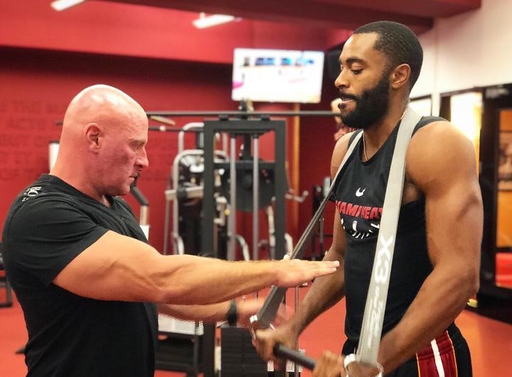 Wayne Ellington with X3 bar inventor Dr. John Jaquish