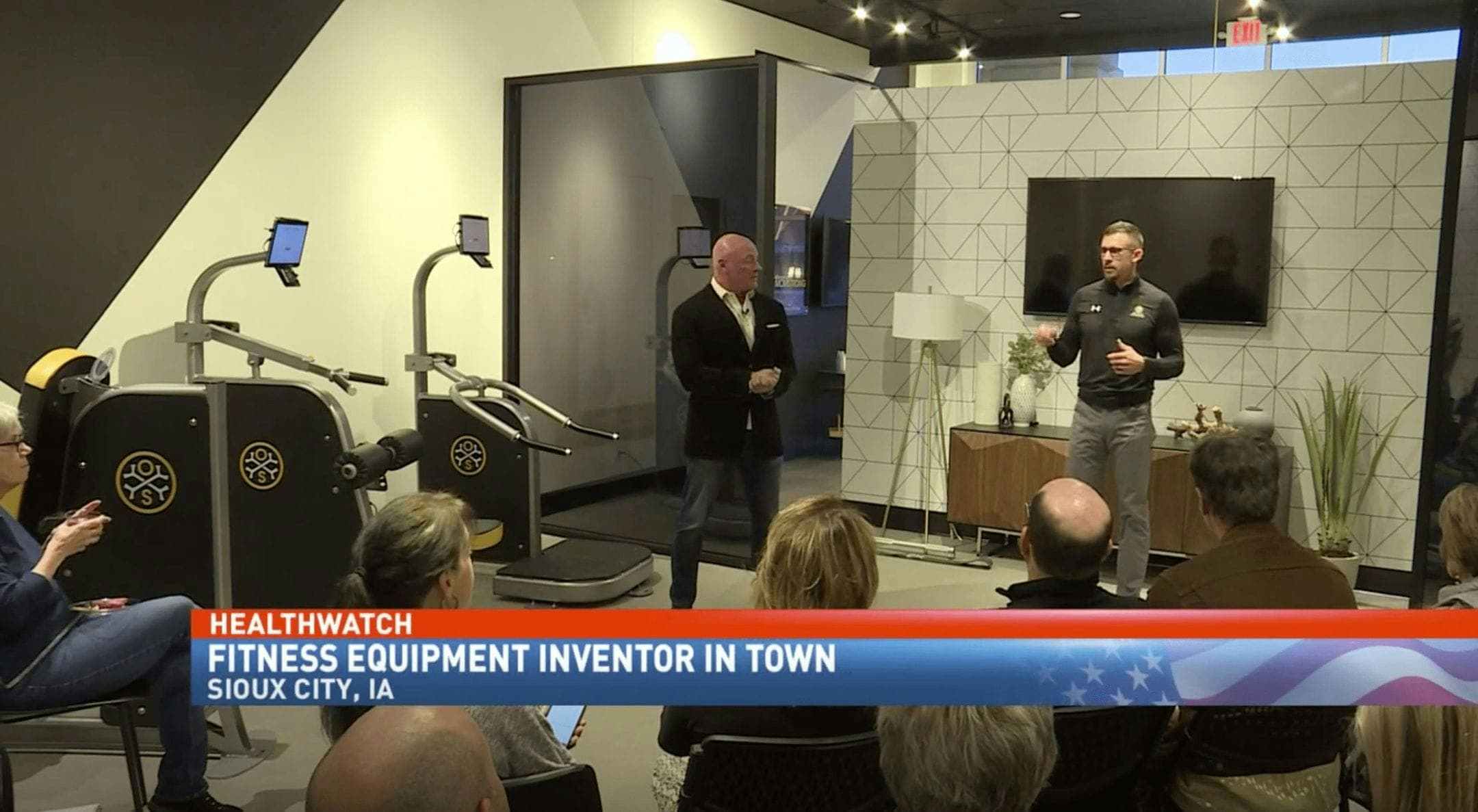 Fitness equipment inventor in town visiting local clinics